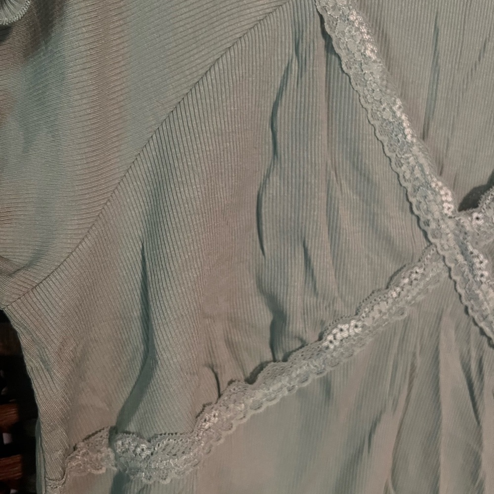 Arizona Light Blue Lace Trim Top - Picture 3 of 7